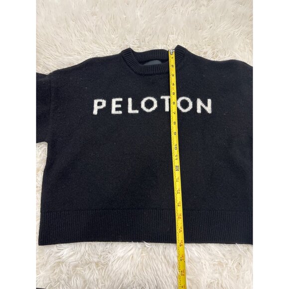 Peloton Black Wool Blend Winter Crewneck Sweater S Crop - Picture 8 of 9